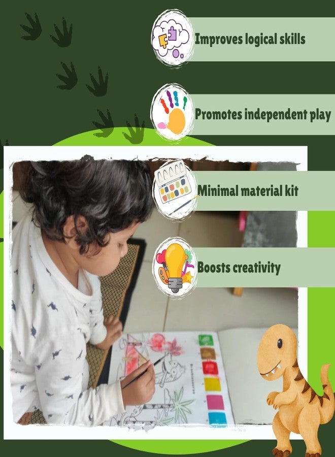 PepPlay Dinosaur Coloring Activity, Color Using Paints & Numbers, Mess Free Activity, Travel Friendly for Kids 3-8 Years, Birthday and Return Gift for Boys and Girls - Image 5